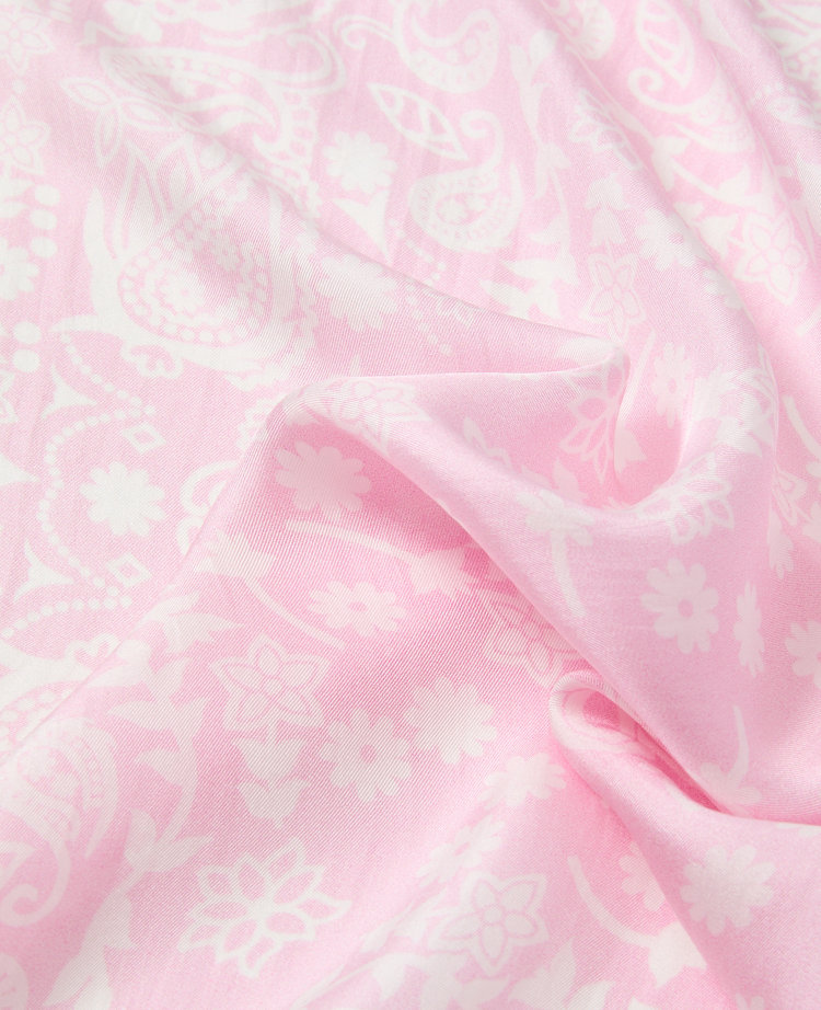 Ann Taylor Bandana Print Silk Scarf Corsage Pink Women's