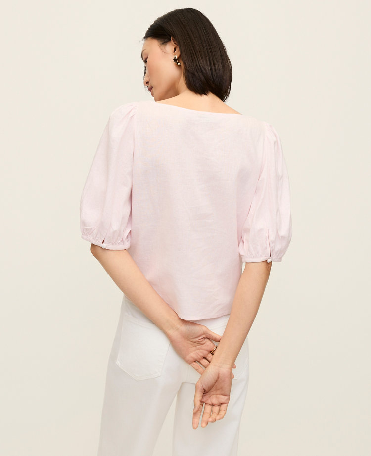 Linen Blend Boatneck Popover