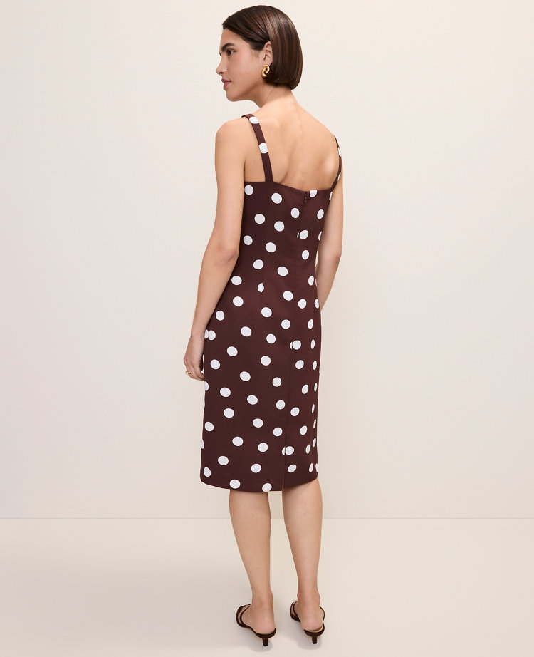 Polka Dot Square Neck Sheath Dress