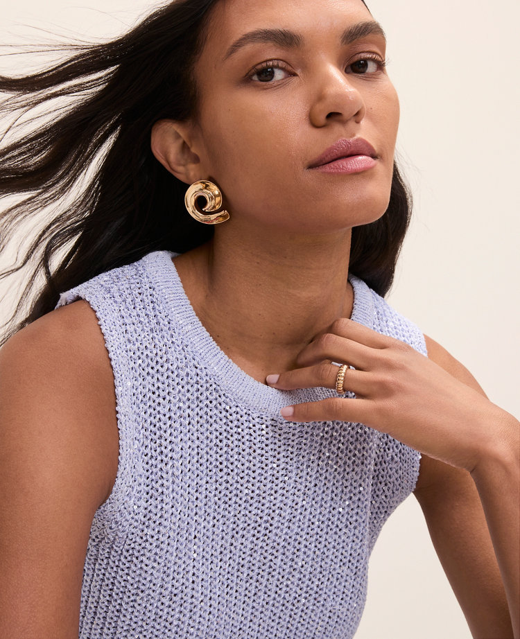 Sequin Metallic Sweater Shell