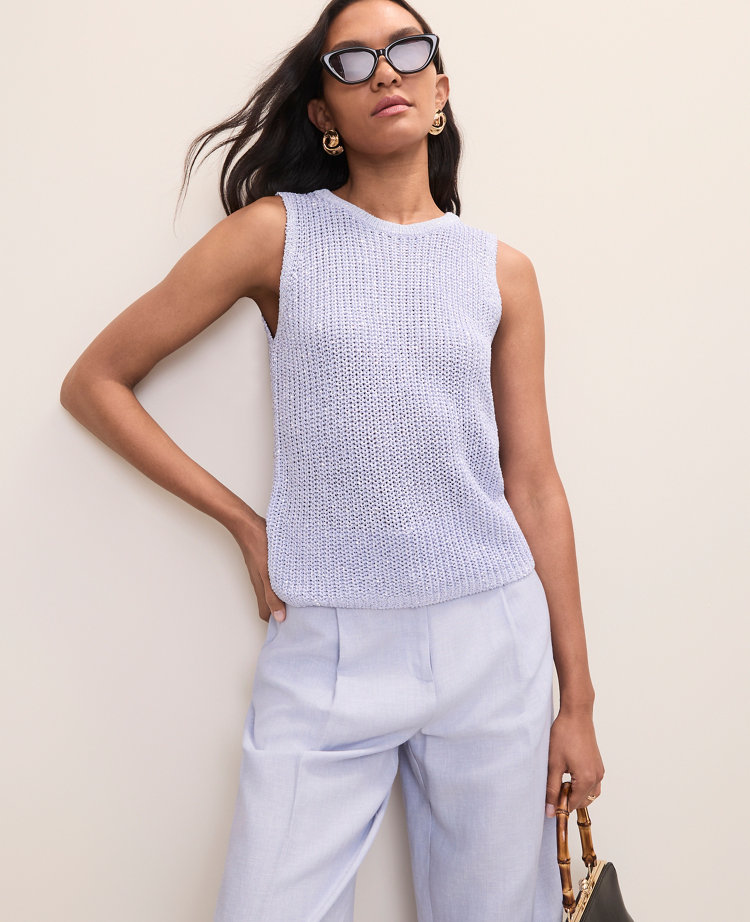 Sequin Metallic Sweater Shell