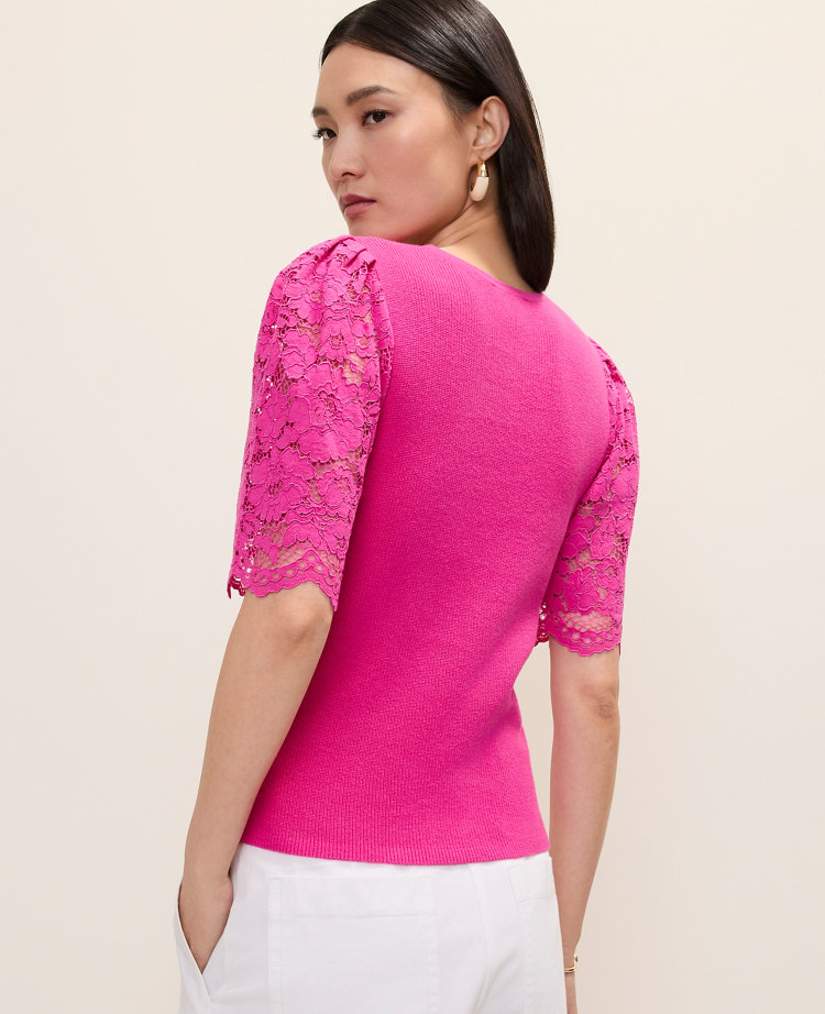 Lace Trimmed Sweater Top