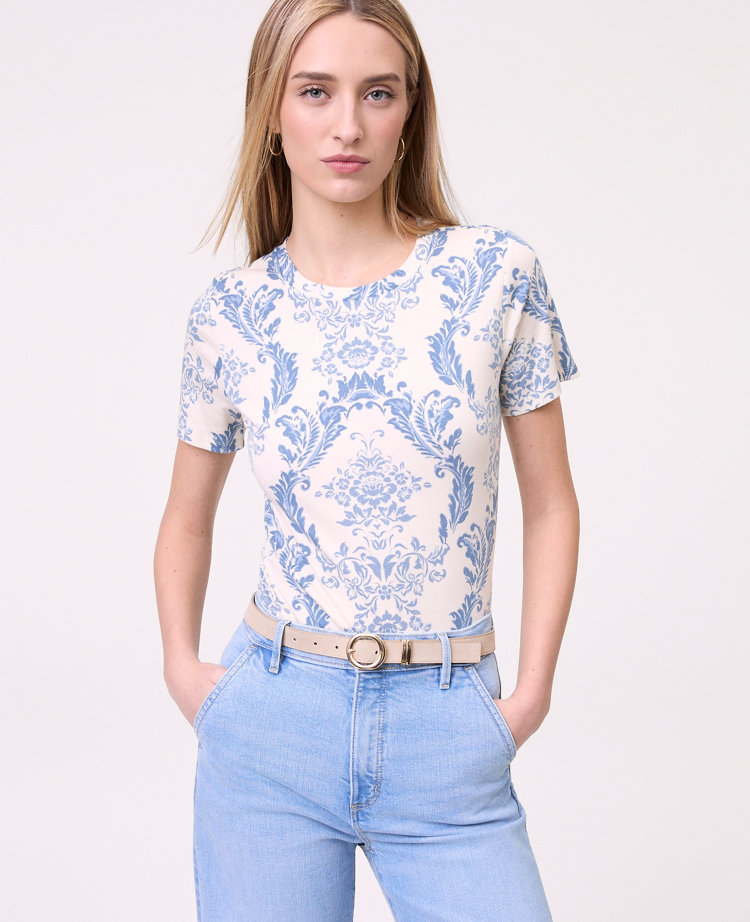 Petite Weekend Collection Floral Crew Neck Tee