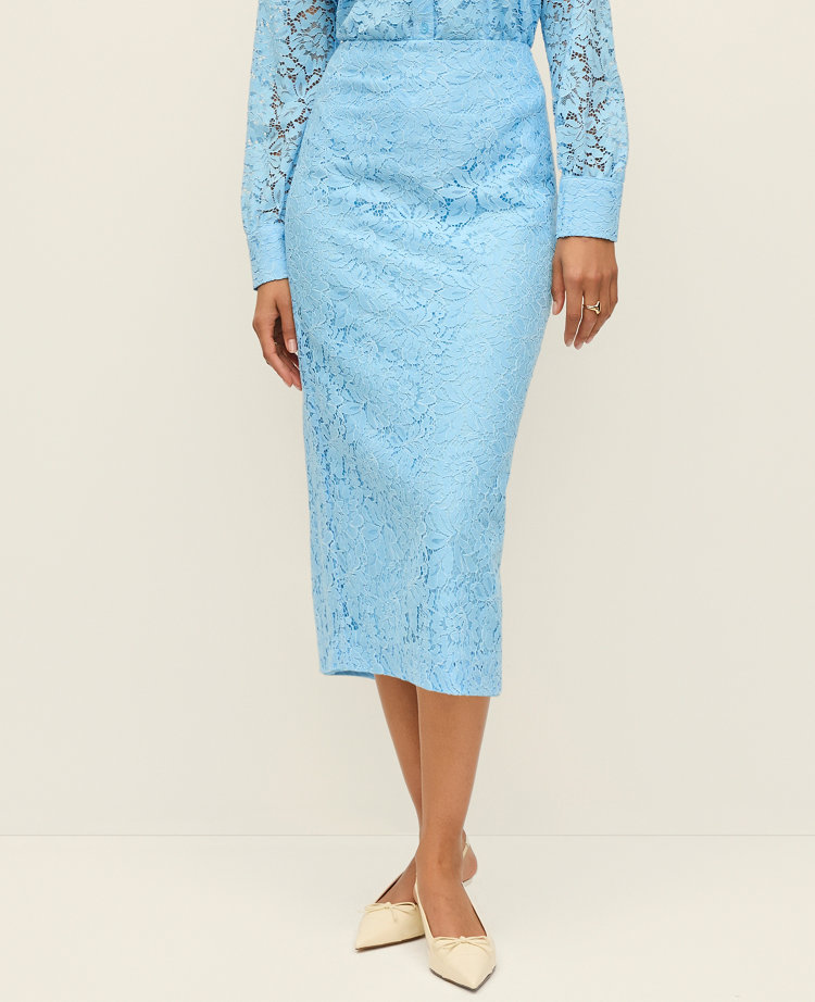 Lace Column Midi Skirt