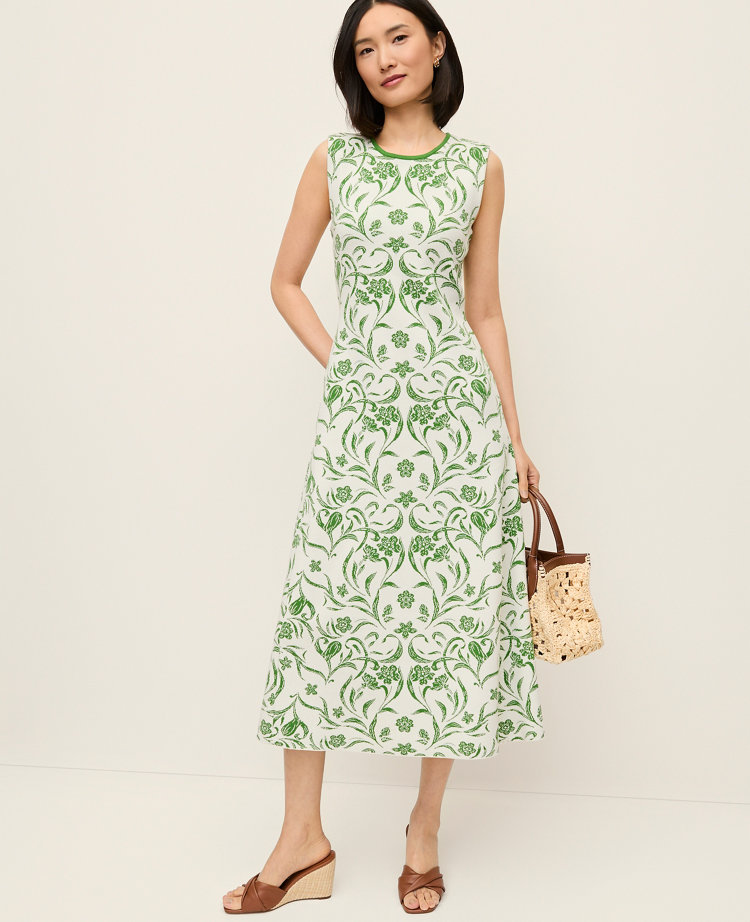 Petite Floral Jacquard Sweater Dress