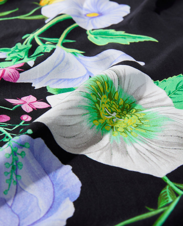 Ann Taylor Oversized Floral Silk Scarf Black Women's