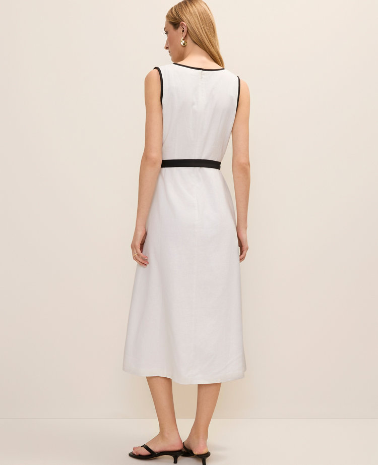 Belted Midi Dress in Linen Blend