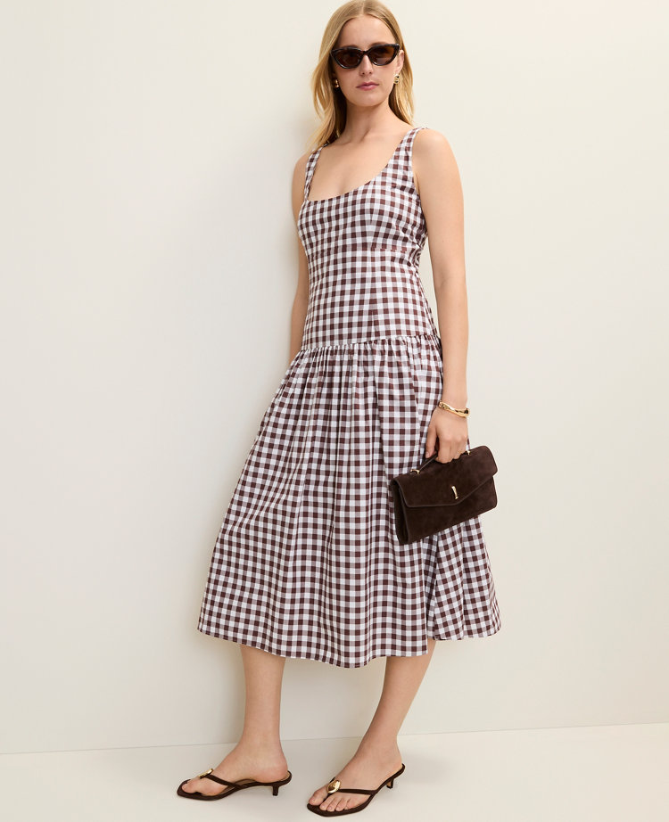Gingham Flare Midi Dress