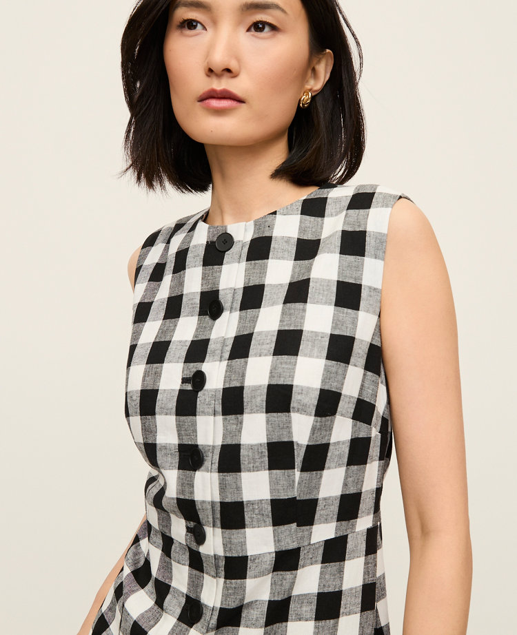 Petite Gingham Column Midi Dress