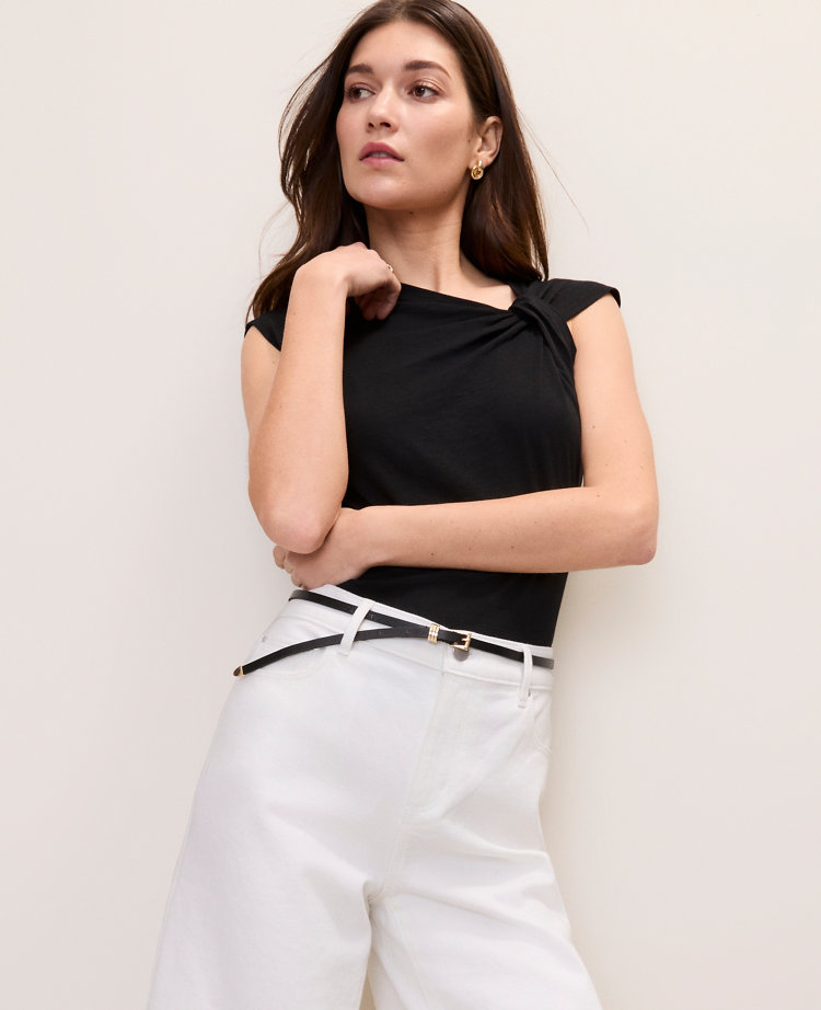 Petite Weekend Asymmetric Twist Shoulder Top
