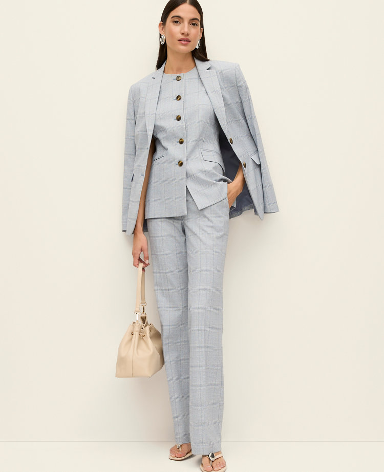 The Petite Mid Rise Trouser in Plaid