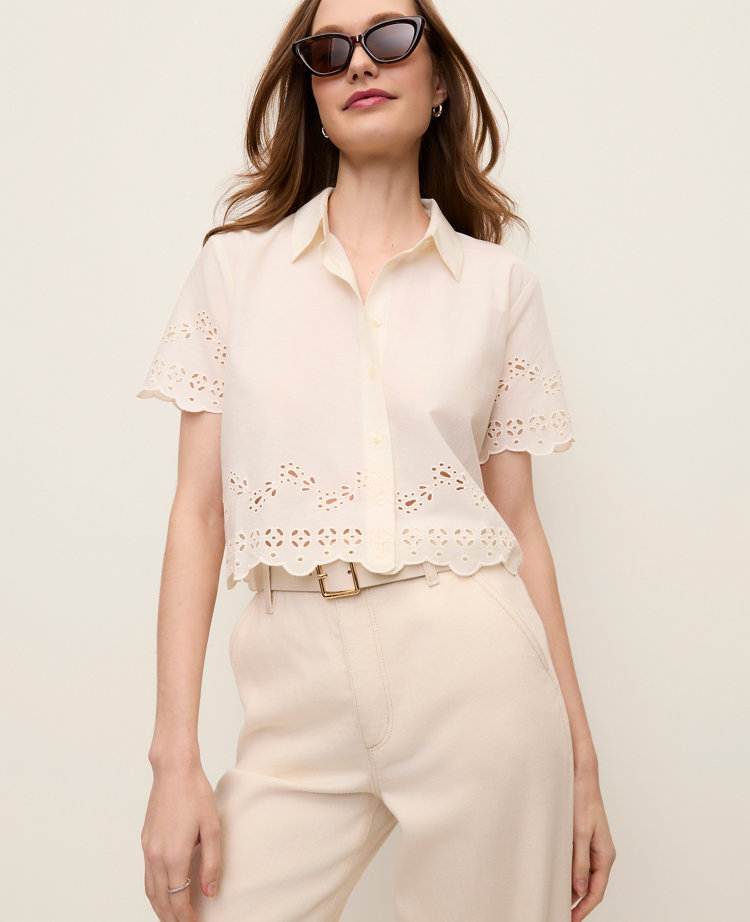 Eyelet Button Down Shirt