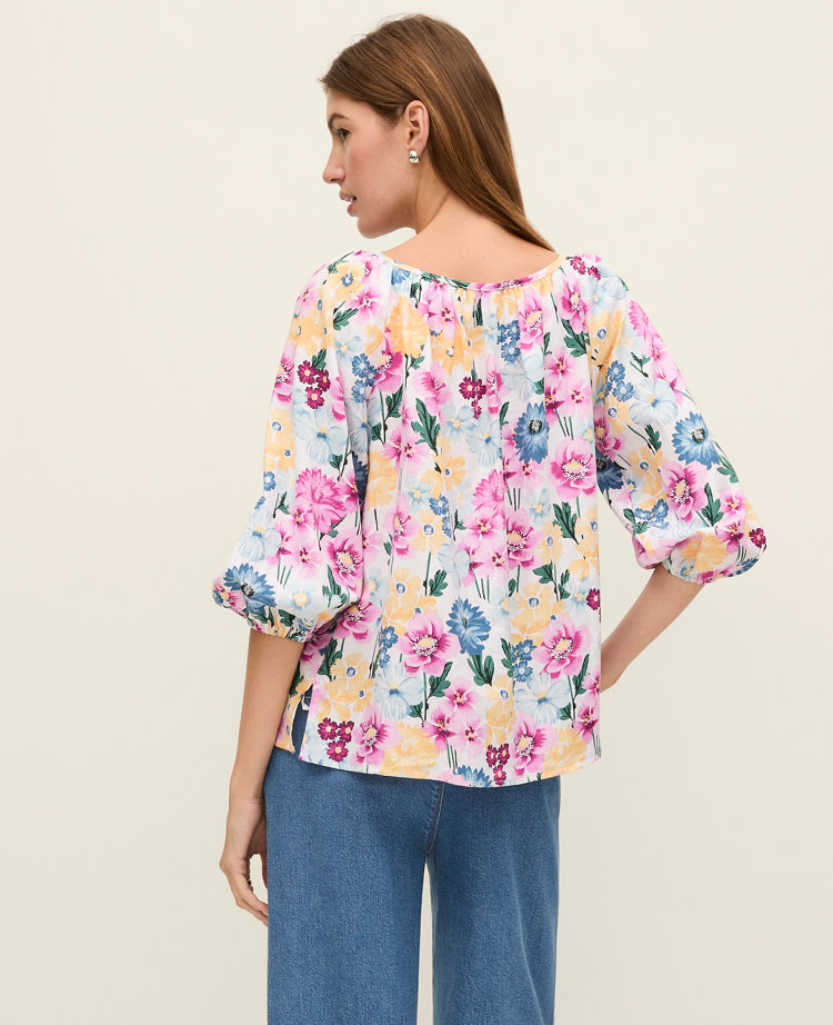 Weekend Collection Floral Linen Blend Blouse