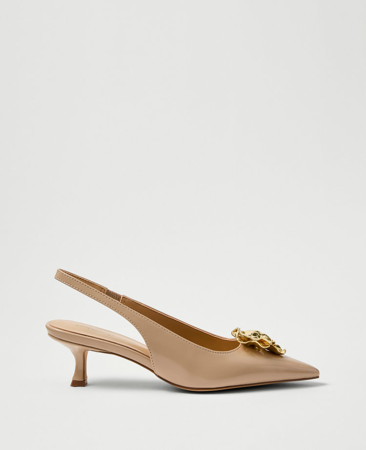 Flower Patent Slingback Pump