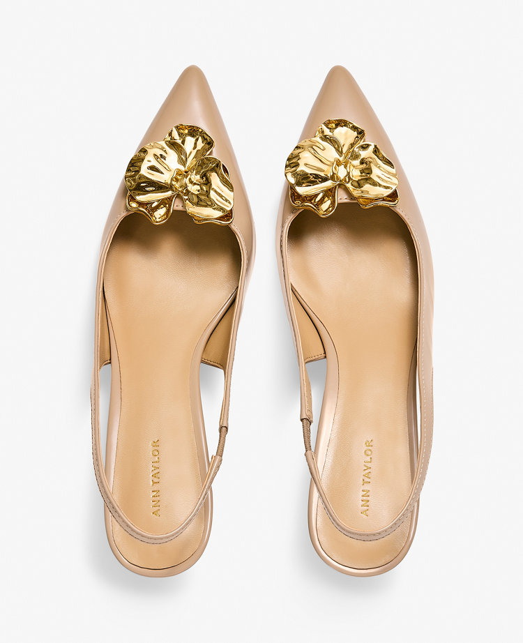 Flower Leather Slingback Pump