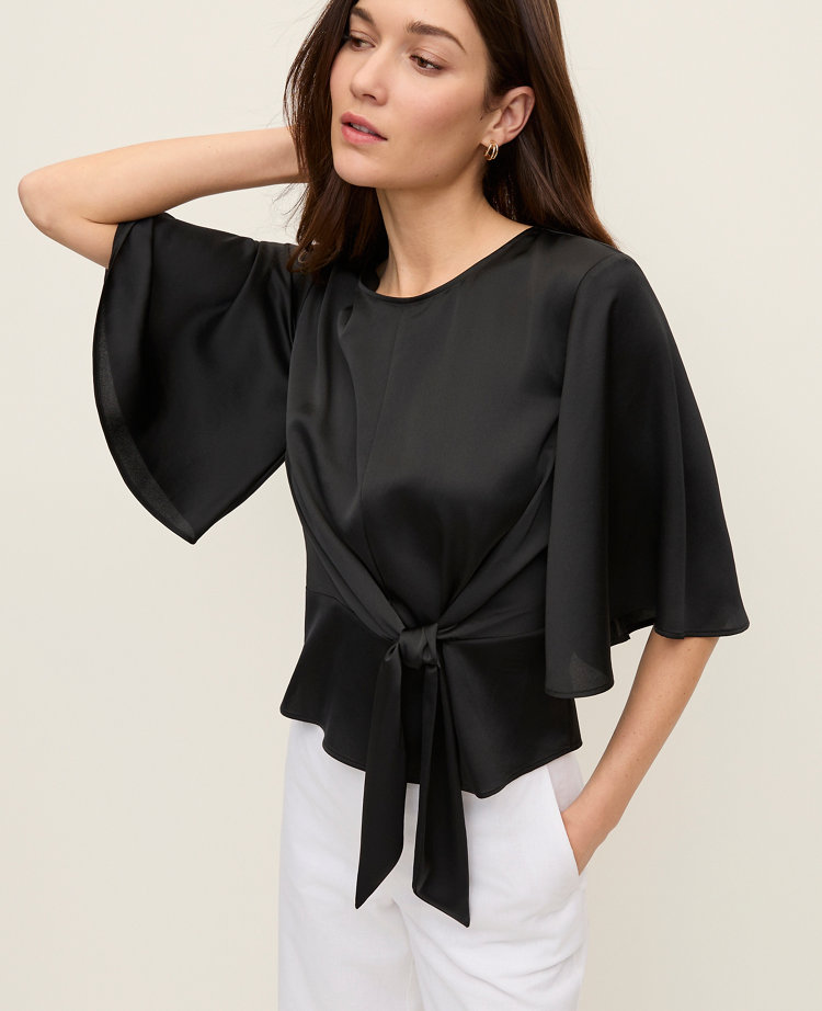 Satin Tie Waist Blouse