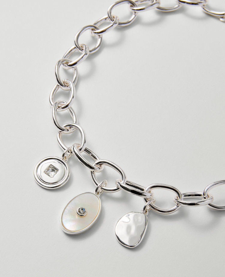 Ann Taylor Charm Necklace Silvertone Women's