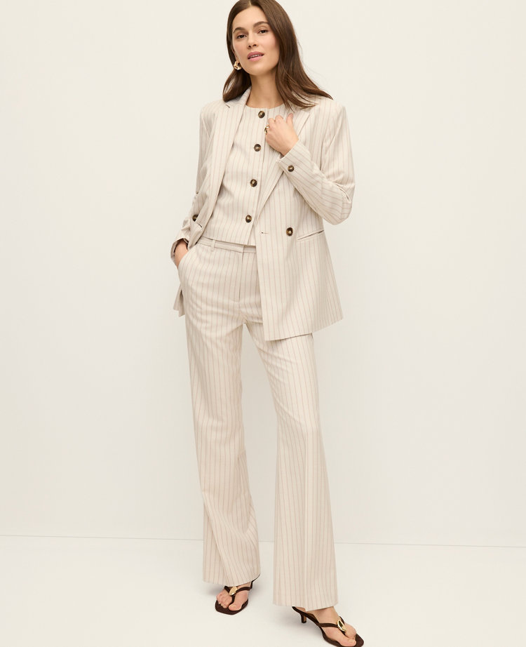 The Petite Crop Crew Neck Vest in Pinstripe