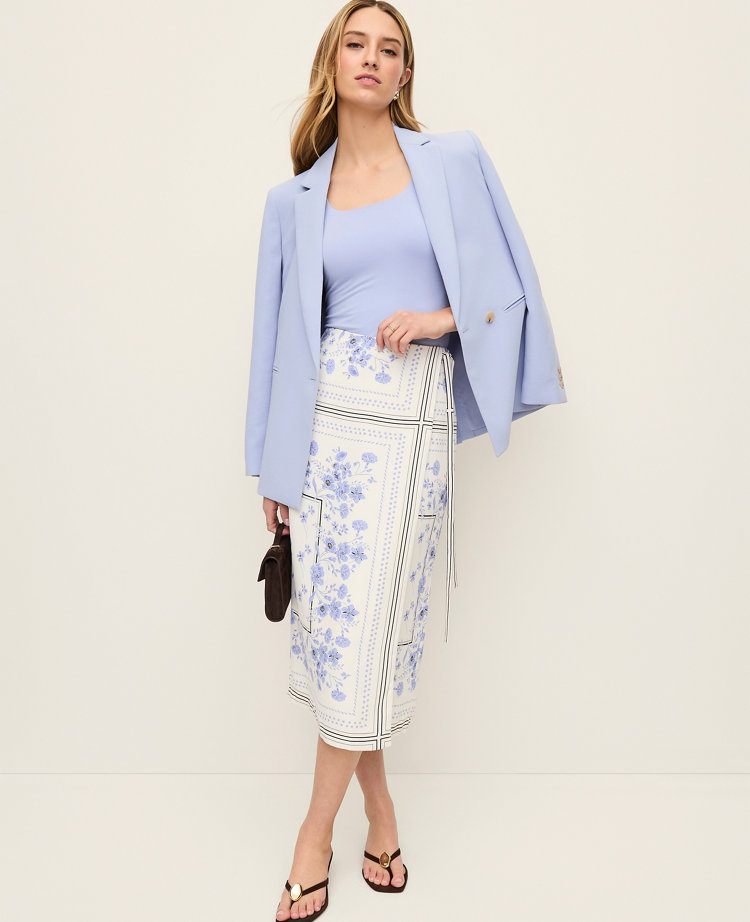 Petite Floral Wrap Midi Skirt