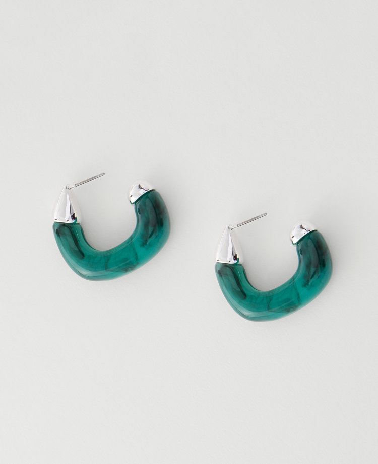 Square Stone Hoop Earrings