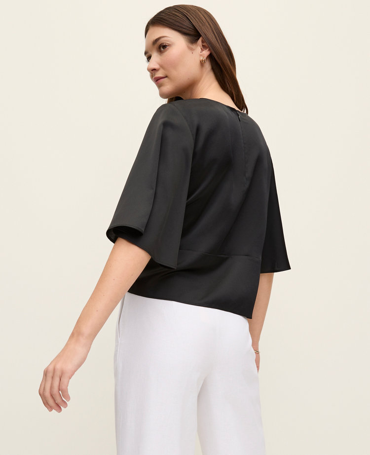 Petite Satin Tie Waist Blouse