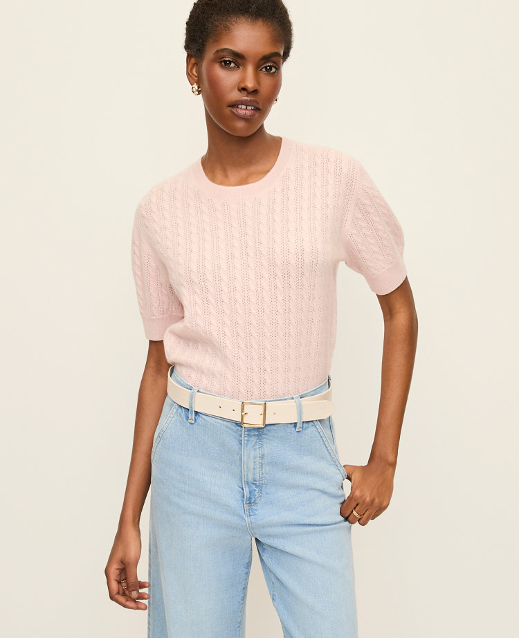 Cashmere Cable Stitch Wedge Tee