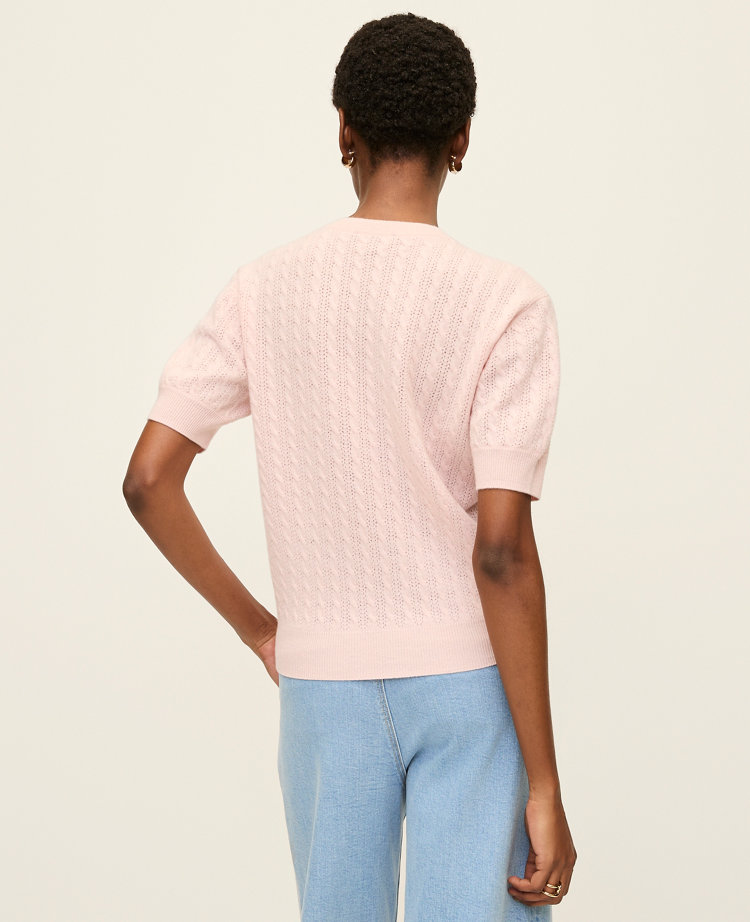 Cashmere Cable Stitch Wedge Tee