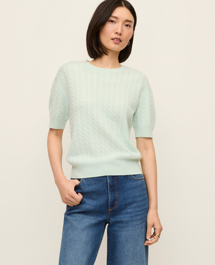 Cashmere Cable Stitch Wedge Tee