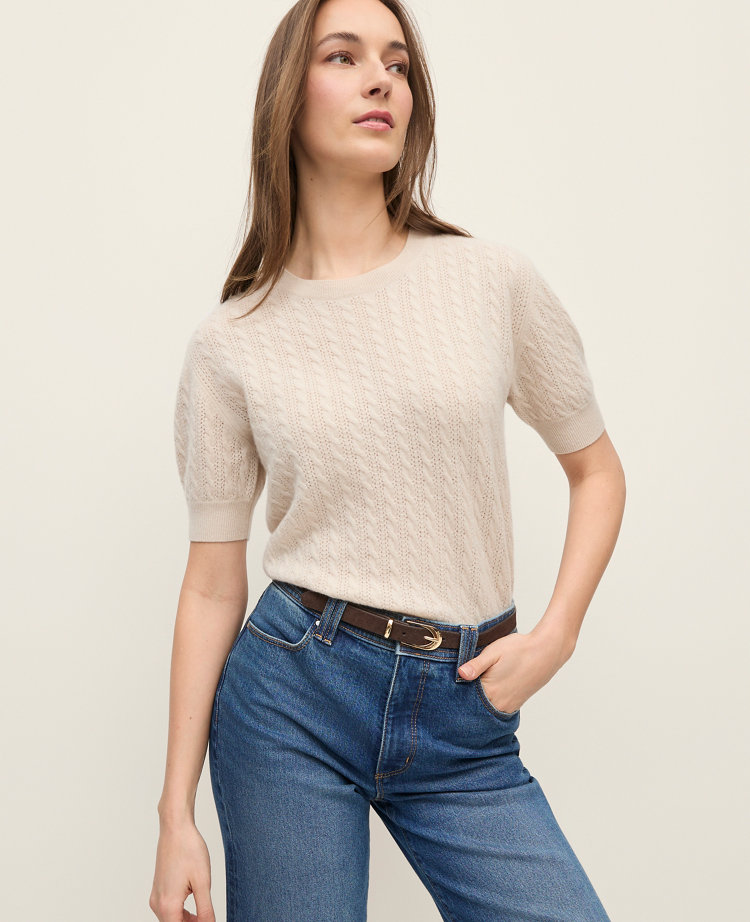 Cashmere Cable Stitch Wedge Tee