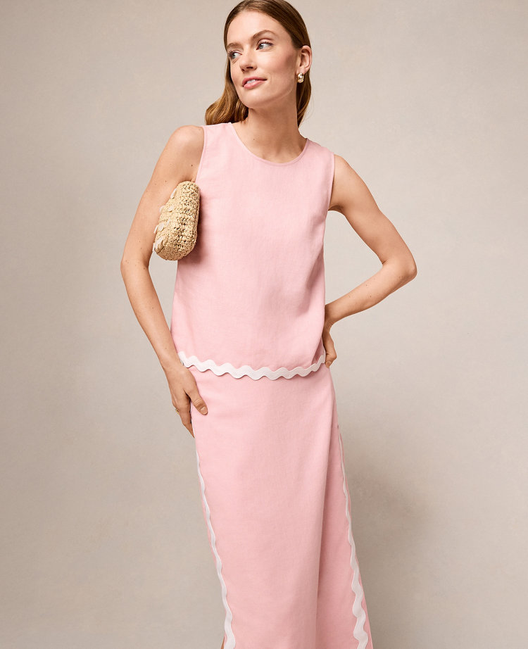 Petite Ric Rac Linen Blend Tank Top