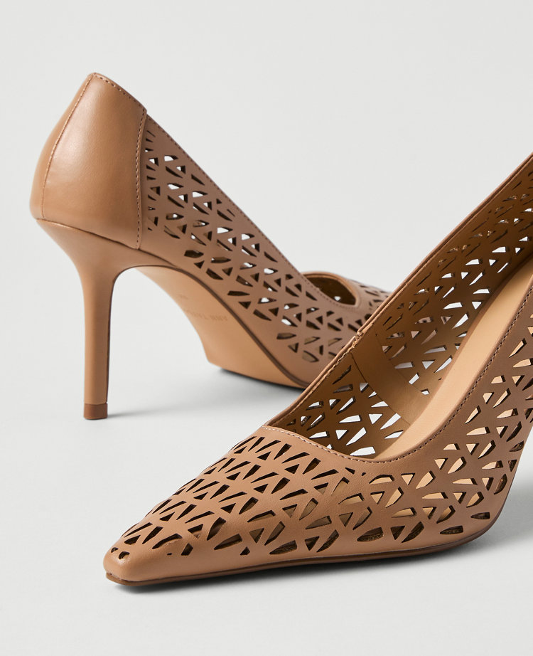 Ann Taylor Leather Perforated Pump Desert Sand Women's