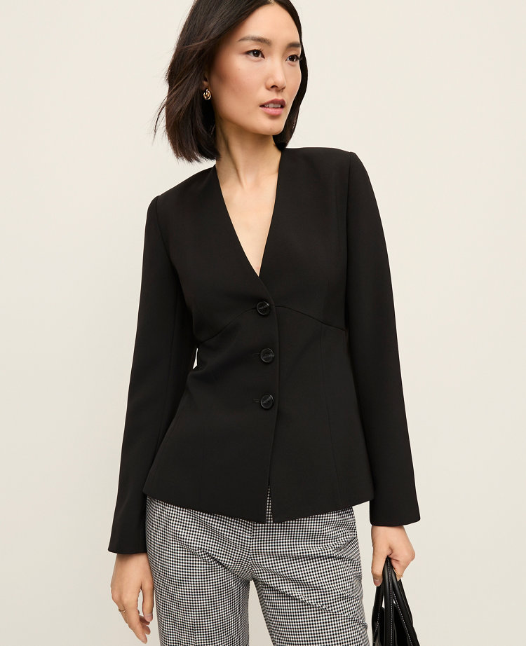 Ann Taylor The Peplum Jacket Fluid Crepe Black Women's