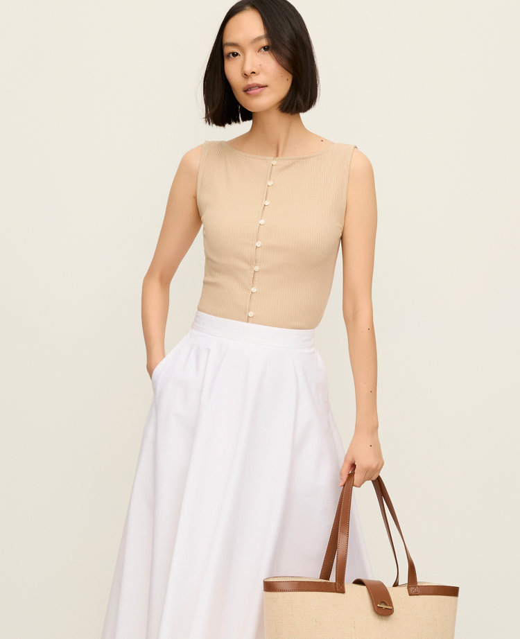 Ribbed Sleeveless Button Top