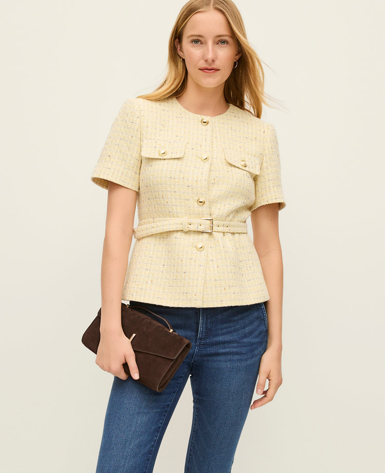 Petite Tweed Belted Jacket
