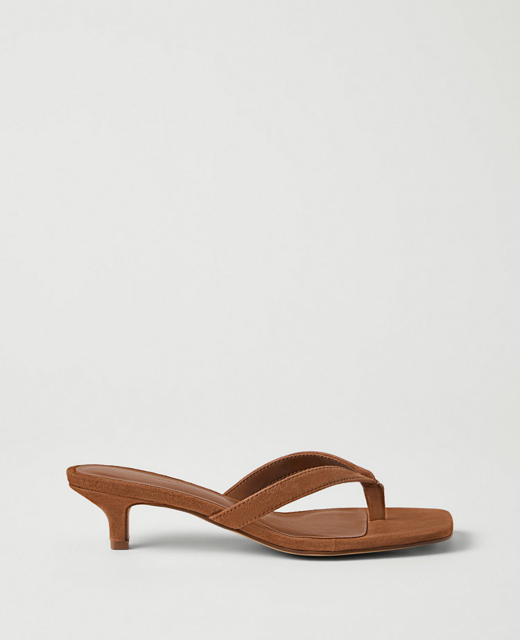 Suede Flip Flop Heel Sandal