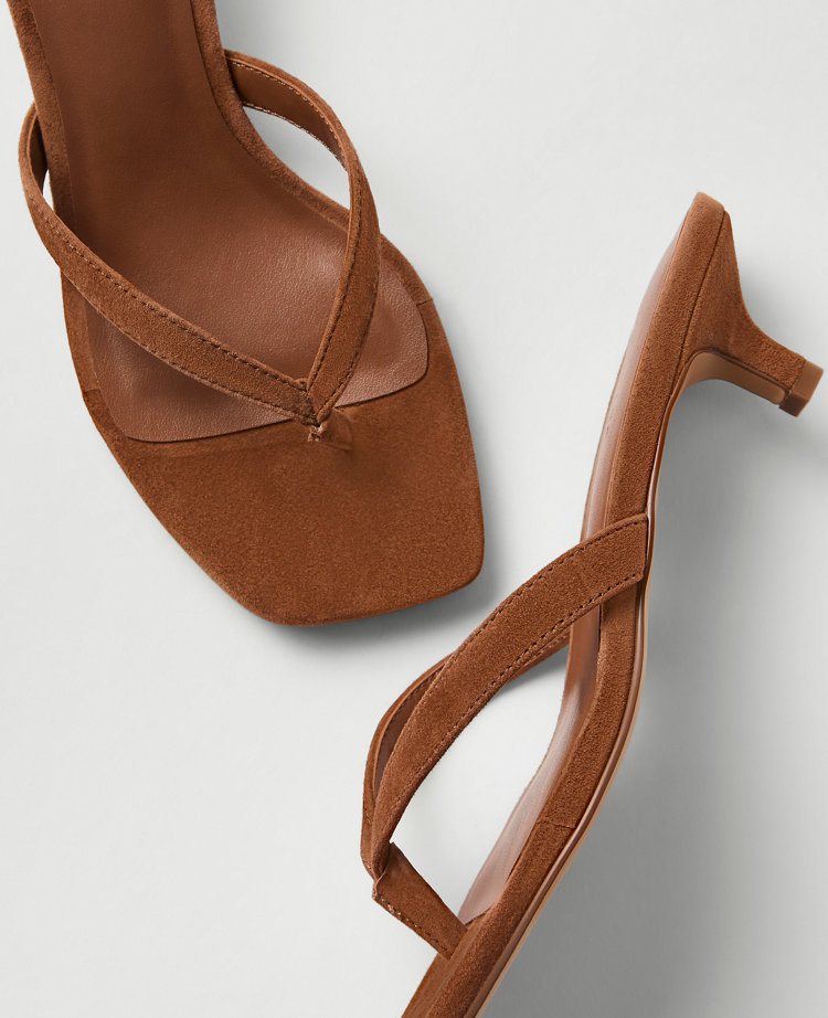 Suede Flip Flop Heel Sandal