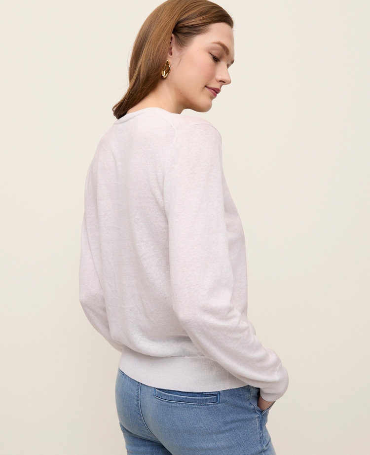 Ann Taylor Linen Blend Cardigan White Women's
