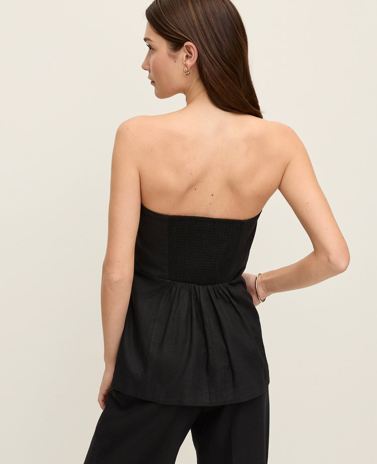 Strapless Linen Blend Tunic Top