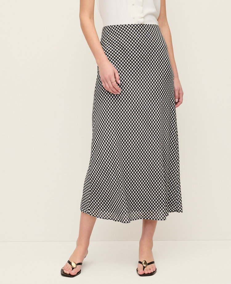 Gingham Bias Midi Slip Skirt