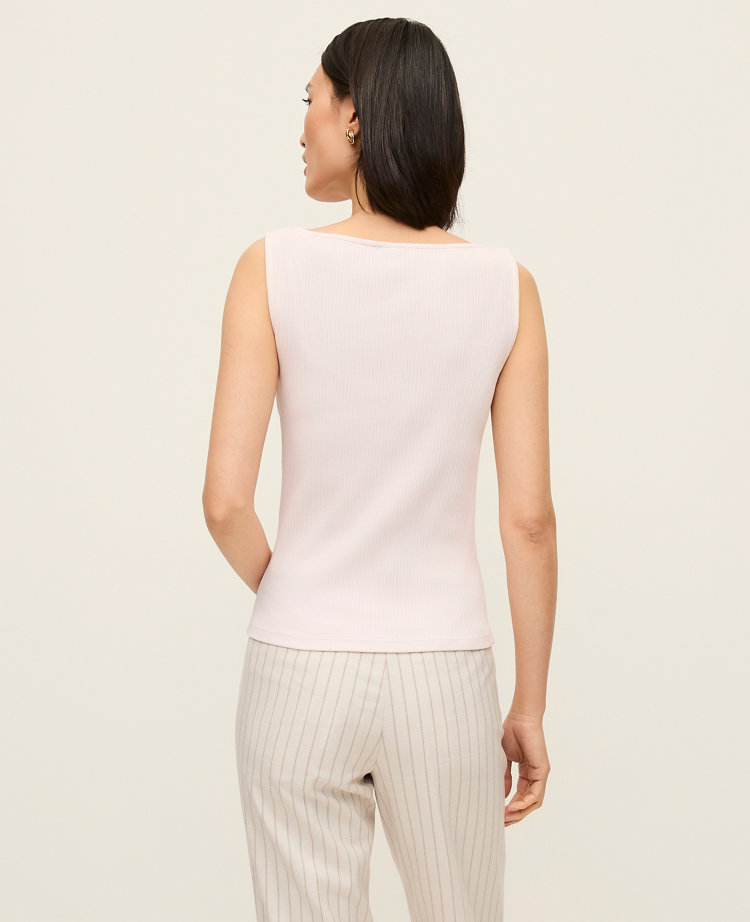 Petite Ribbed Sleeveless Button Top