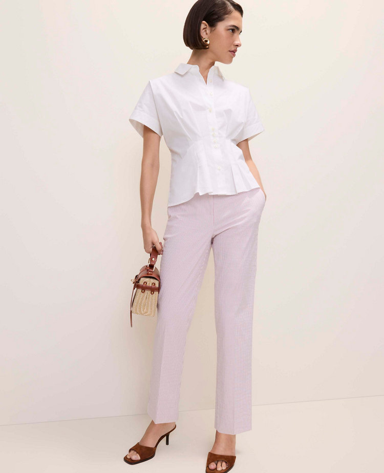 Petite Pleated Collared Blouse