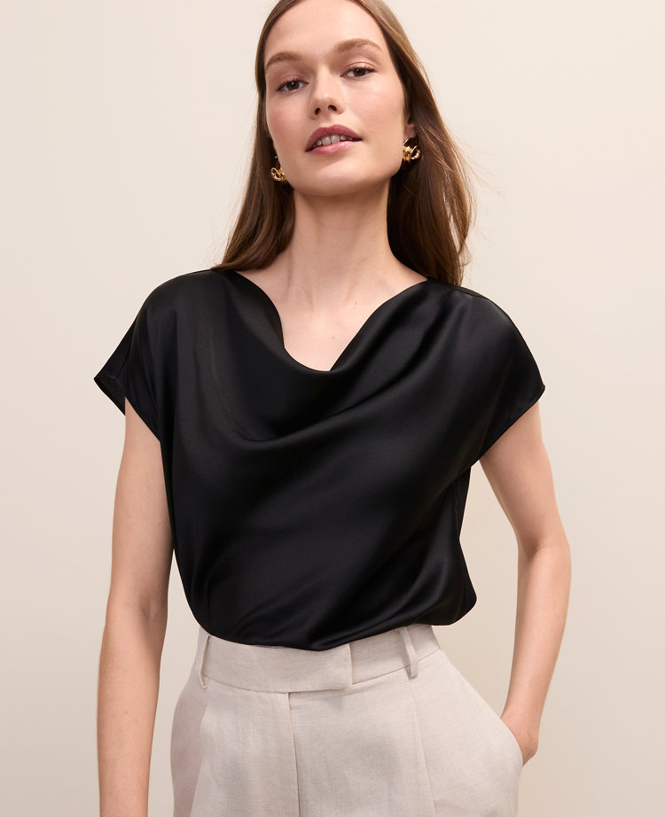 Satin Cowl Neck Top