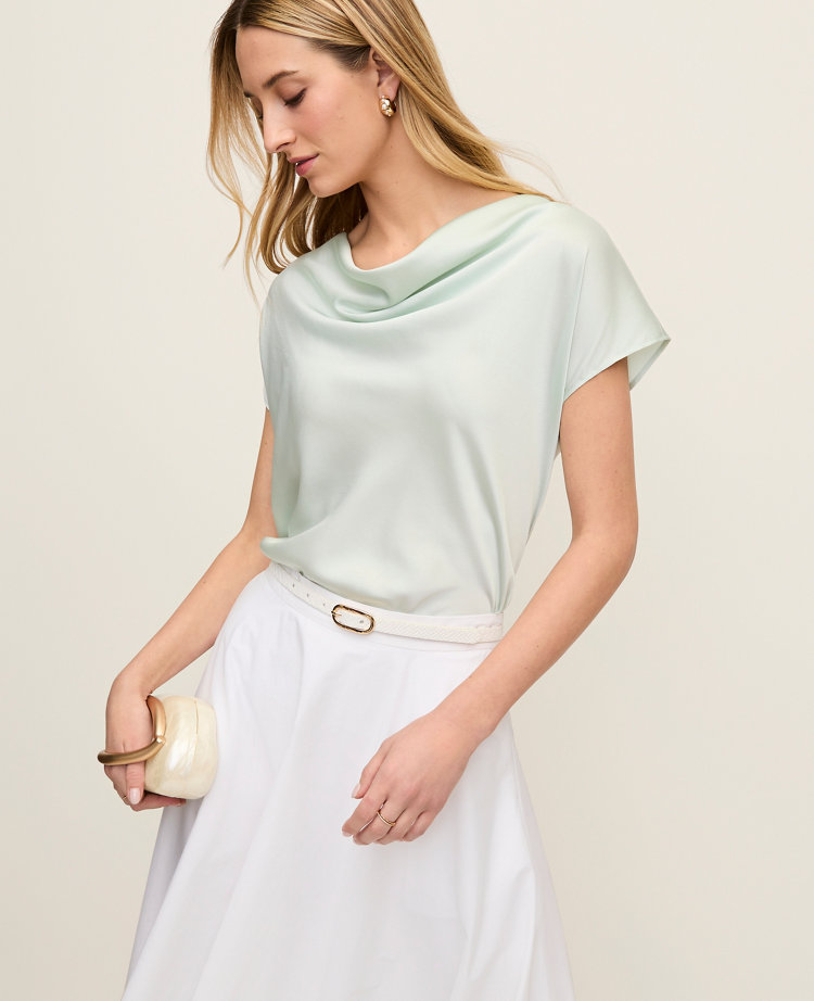 Satin Cowl Neck Top