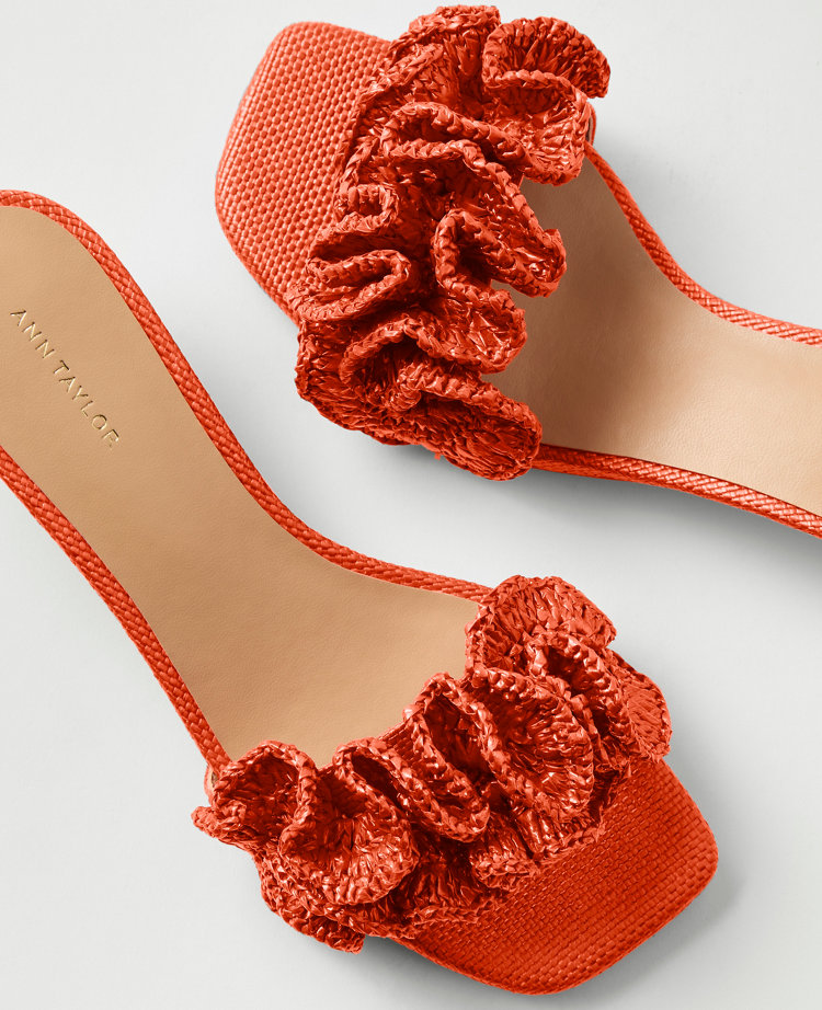 Ann Taylor Gathered Straw Kitten Heel Sandal Women's