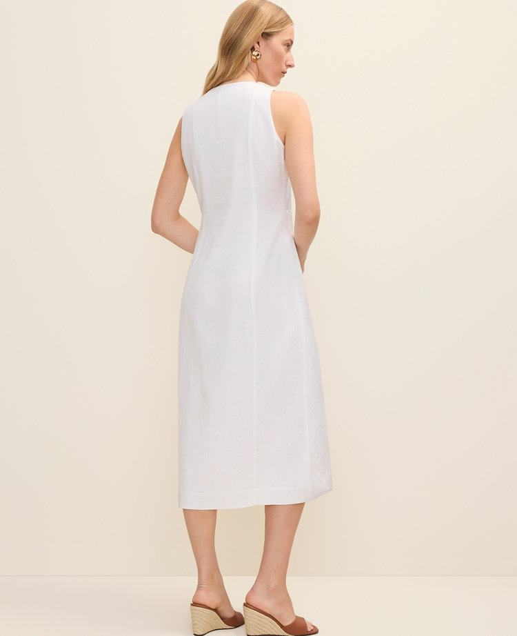 Button Midi Dress in Linen Blend