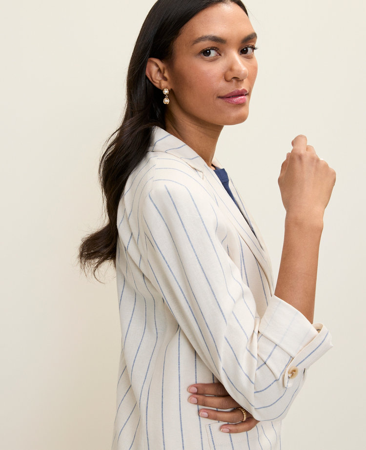 Petite Weekend Striped Linen Blend Blazer