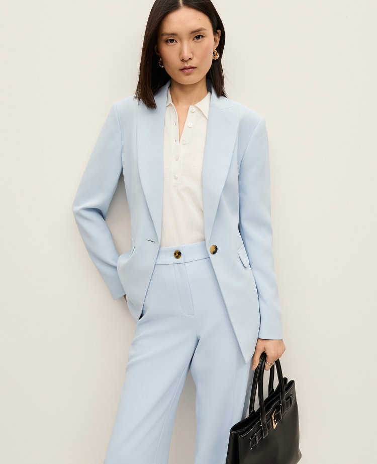 The Petite Fitted Long Blazer in Fluid Crepe