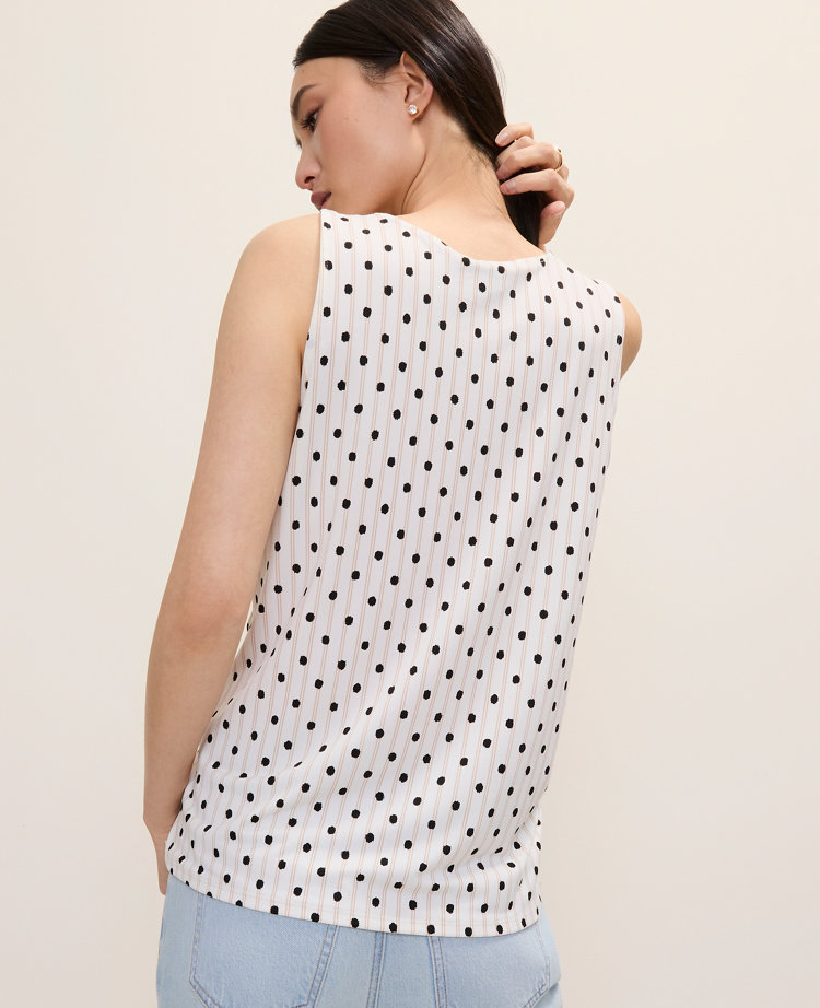Polka Dot Mixed Media Tank Top