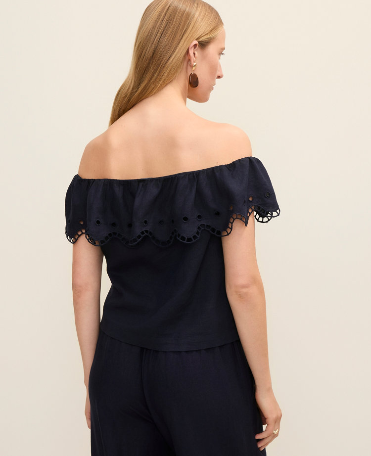 Off-The-Shoulder Top in Linen Blend