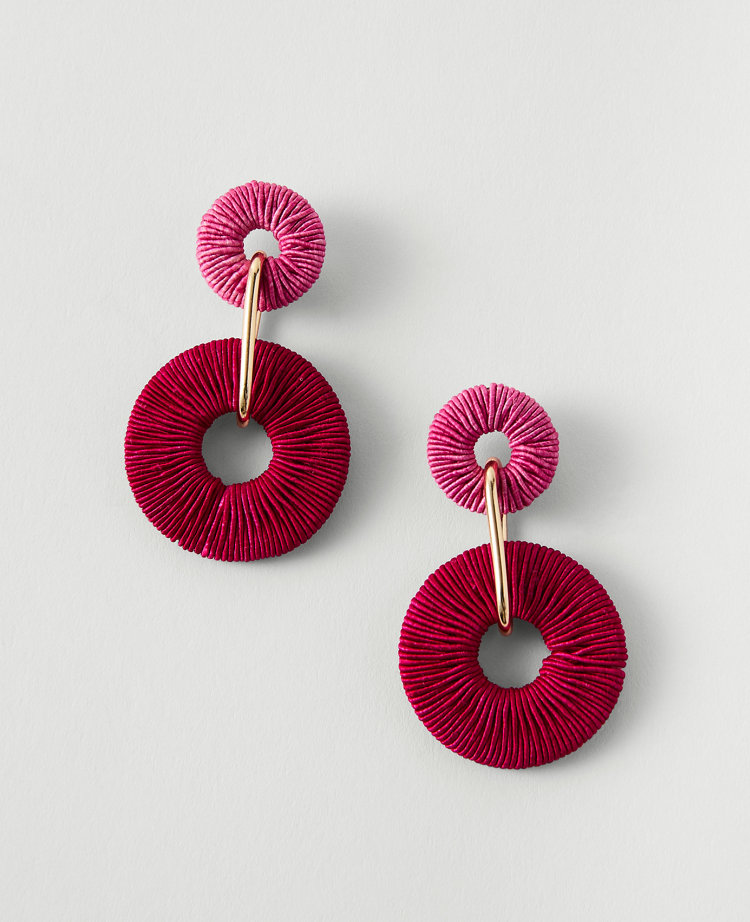 Double Circle Threaded Drop Earrings